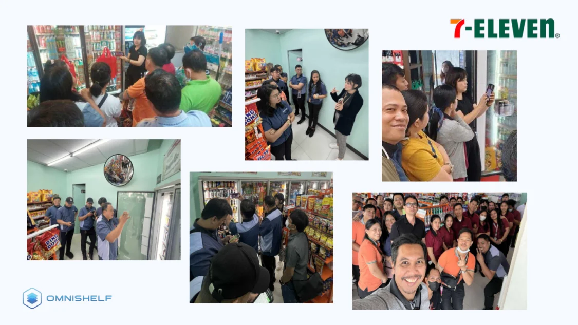 7-Eleven Philippines teams reviewing shelf execution inside a store