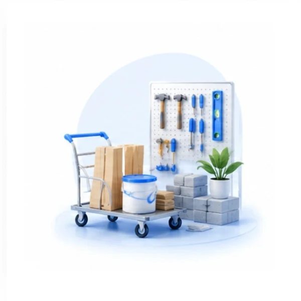 Drop: top-down floor plan illustration, DIY and home improvement store layout