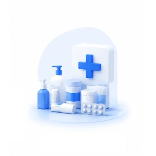 Drop: top-down floor plan illustration, large drugstore layout