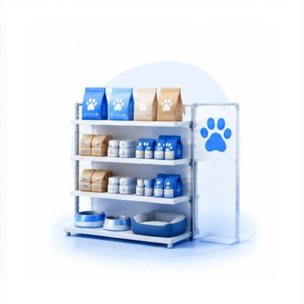 Drop: top-down floor plan illustration, pet store layout